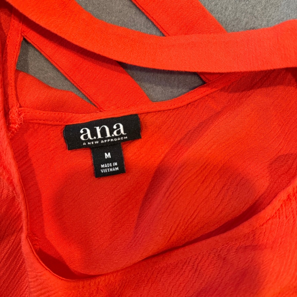 a.n.a. A New Approach Orange V Neck Strappy Back Sleeveless Tunic Top M - Picture 8 of 11